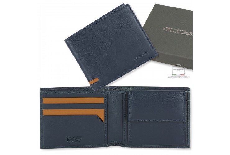 Herren-Geldbörse Portmonee mit Münzfach aus Leder Blau Herren-Geldbörse Portmonee mit Münzfach aus Leder Blau
