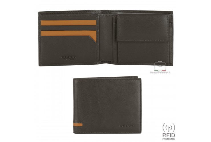 Herren-Geldbörse Portmonee mit Münzfach aus Leder Braun Herren-Geldbörse Portmonee mit Münzfach aus Leder Braun