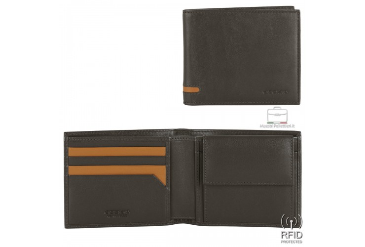 Herren-Geldbörse Portmonee mit Münzfach aus Leder Braun Herren-Geldbörse Portmonee mit Münzfach aus Leder Braun