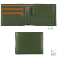 Portafoglio da uomo classico con 7 carte e portamonete, Verde
