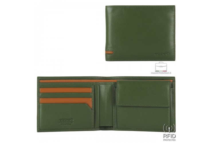 Portafoglio da uomo classico carte di credito e portamonete, Verde Portafoglio da uomo classico carte di credito e portamonete, Verde