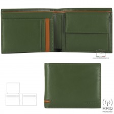 Portafoglio da uomo classico con portamonete e patta, Verde Portafoglio da uomo classico con portamonete e patta, Verde