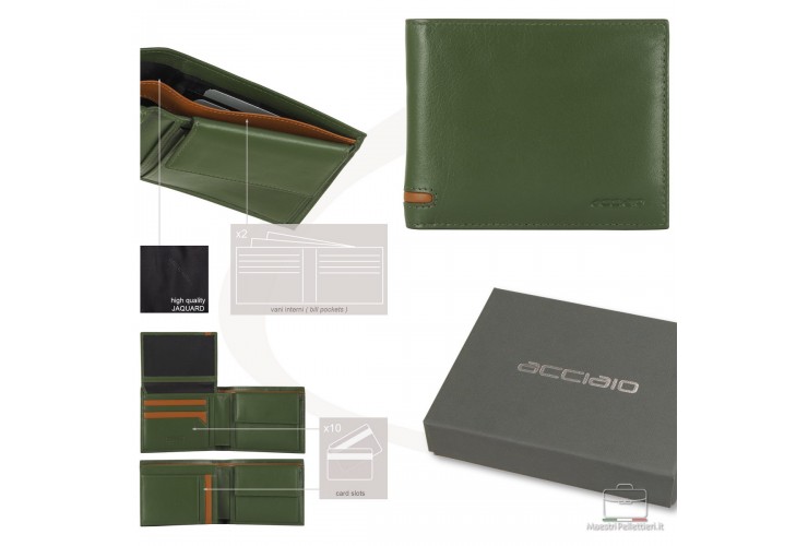 Herren-Geldbörse Portmonee Klassische mit Münzfach un Klappe, Leder Grün Herren-Geldbörse Portmonee Klassische mit Münzfach un Klappe, Leder Grün