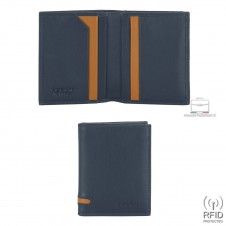 Mini Herren-Geldbörse Portmonee aus Leder, 7 Kartenfächer, Blau