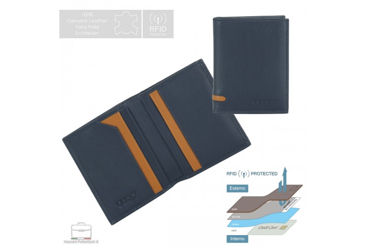 Portafoglio mini da uomo 7 carte Blu Portafoglio mini da uomo 7 carte Blu