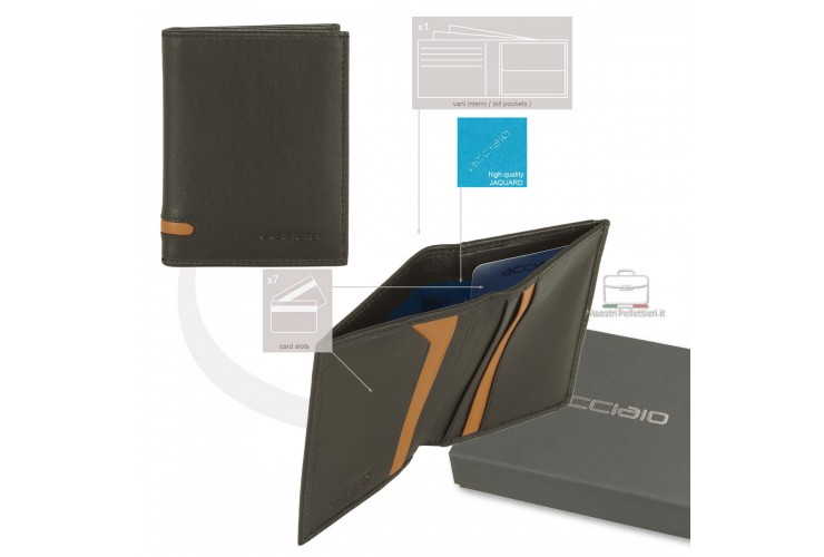 Portafoglio mini da uomo 7 carte Marrone Portafoglio mini da uomo 7 carte Marrone