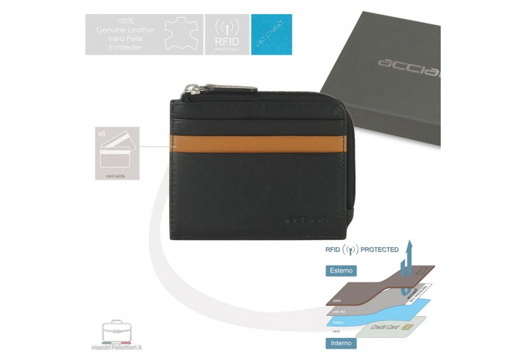 Porta carte di credito zip mini Nero Porta carte di credito zip mini Nero