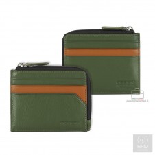Herren mini schlanke Geldbörse Ausweisetui mit zip aus leder, Grün