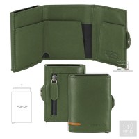Portafoglio porta card Box Pop Up Rfid in pelle Verde
