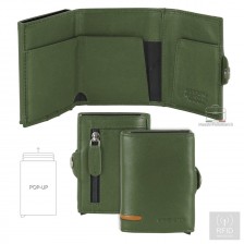 Klein Geldbörse Portmonee Pop Up Kartenetui, aus Leder Grün Klein Geldbörse Portmonee Pop Up Kartenetui, aus Leder Grün