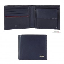 Portafoglio piccolo uomo, portamonete e 4cc in pelle Liscia Blue