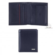 Men's Pocket Wallet with coin pocket in leather Blue