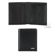 Herren-Portemonnaie mit Münzfach aus Leder in Schwarz