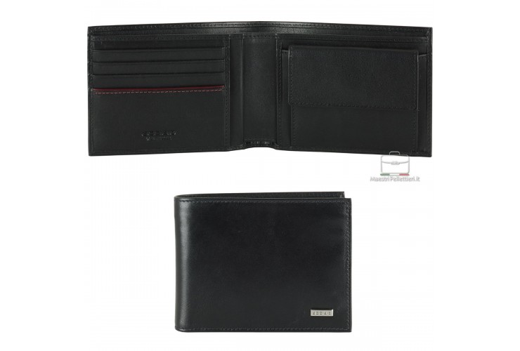 Wallet for Men with Purse classic in smooth leather Black | Acciaio Wallet for Men with Purse classic in smooth leather Black