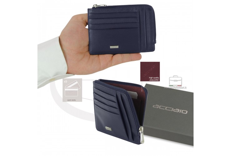 Credit card holder zip slim wallet in Smooth leather Blue Credit card holder zip slim wallet in Smooth leather Blue