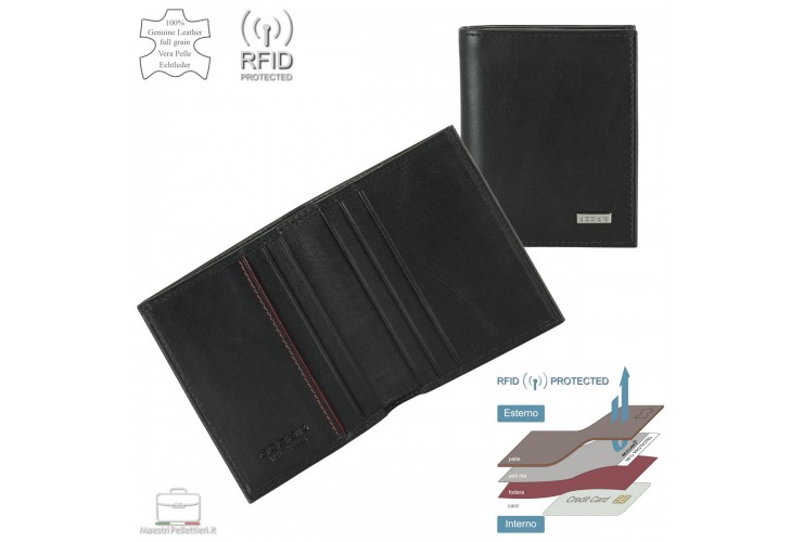 Wallet Mini for men in Smooth Leather Black | Acciaio Wallet Mini for men in Smooth Leather Black