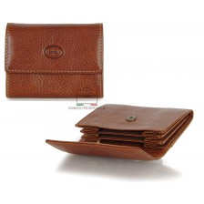 Mini coin card folding wallet Vegetable leather Cognac