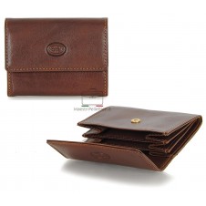 Mini coin card folding wallet Vegetable leather Brown/Chestnut