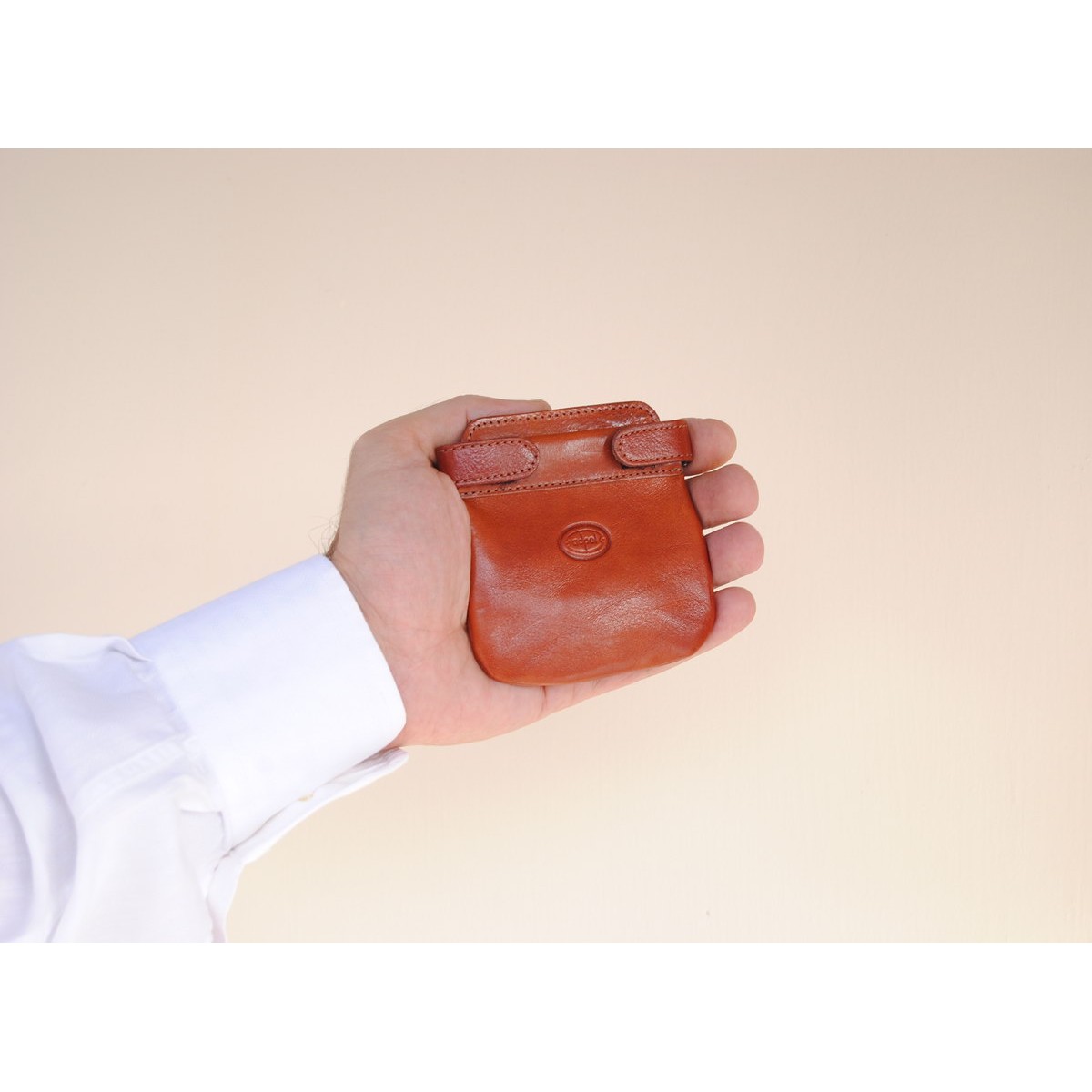 Portafoglio In Vera Pelle Morbido Piccolo Per Donne - Portamonete Con Portachiavi, Arancione, Dimensioni 11,5x8,5 Cm