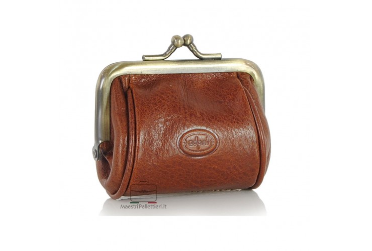 Portamonete clutch piccolo con cerniera, pelle Vegetale 8cm Stradivari/Cognac