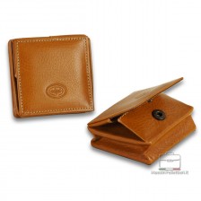 Coin Pouch with expandable pocket in Tuscan leather Honey