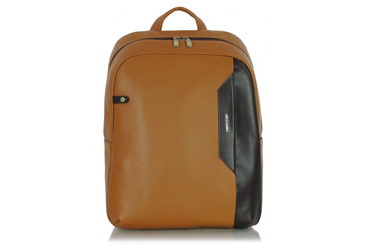 Leather Backpack for laptop 14" in leather Cognac/Brown