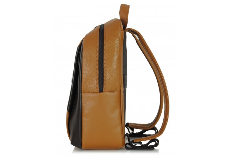 Leather Backpack for laptop 14" in leather Cognac/Brown