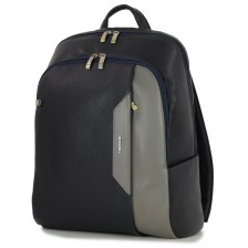 Leather Backpack for laptop 15.5" in leather Blue/Gray