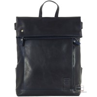 Rolltop backpack in leather 13" Blue
