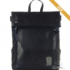 Laptop Backpack Roll Top 13" in leather Blue