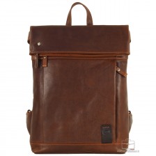 Rolltop backpack in leather 13" Chestnut/Brown