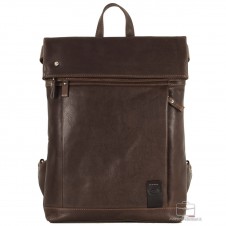 Rolltop backpack in leather 13" Moka/Brown