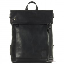 Rolltop backpack in leather Black