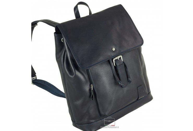 Backpack classic Piccadilly 15" in leather Blue