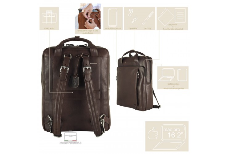 Laptop Briefcases Backpack Downing St. 16" Brown Laptop Briefcases Backpack Downing St. 16" Brown