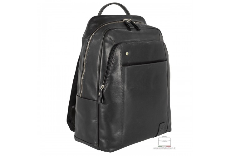 Laptop Leder Rucksack Manchester 15" Schwarz
