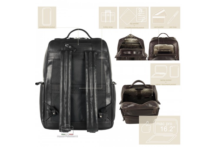 Laptop leather backpack large Liverpool 17" Black Laptop leather backpack large Liverpool 17" Black