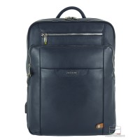 Laptop backpack Zip 15" leather Blue