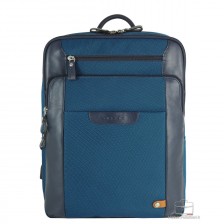 Laptop-Rucksack Zip 15" Stoff und Leder Kobaltblau