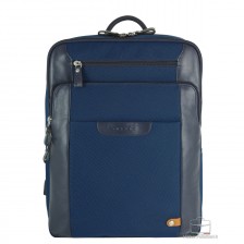Laptop-Rucksack Zip 15" Stoff und Leder Navy blau