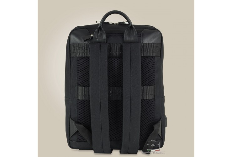 Zaino porta pc 15" tessuto e pelle Nero Zaino porta pc 15" tessuto e pelle Nero