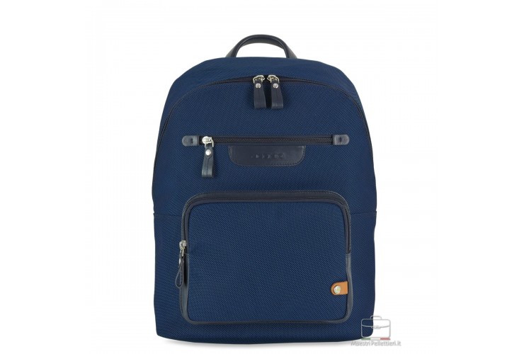 Laptop small backpack Geo 13" fabric and leather Cobalt Navy