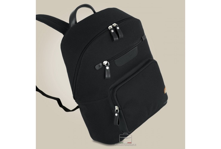 Laptop-Rucksack klein Geo 13" Stoff und Leder Schwarz