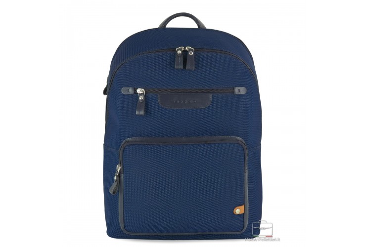 Laptop backpack Geo 15" fabric and leather Navy Blue Laptop backpack Geo 15" fabric and leather Navy Blue