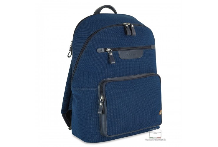 Laptop backpack Geo 15" fabric and leather Navy Blue Laptop backpack Geo 15" fabric and leather Navy Blue