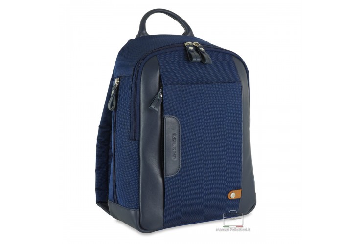 Zaino piccolo tessuto e pelle Blu Navy Zaino piccolo tessuto e pelle Blu Navy