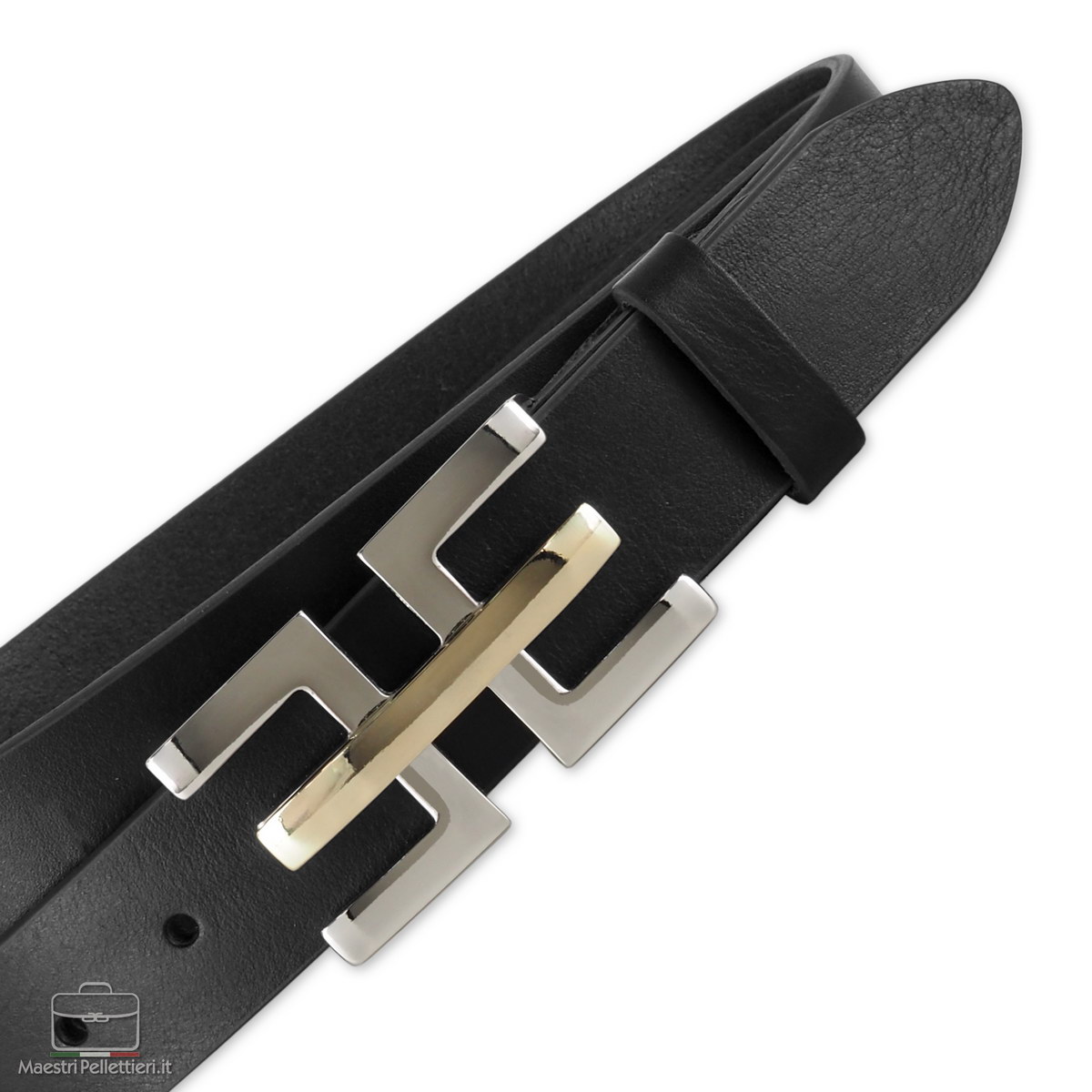 cintura moda donna cuoio nero
