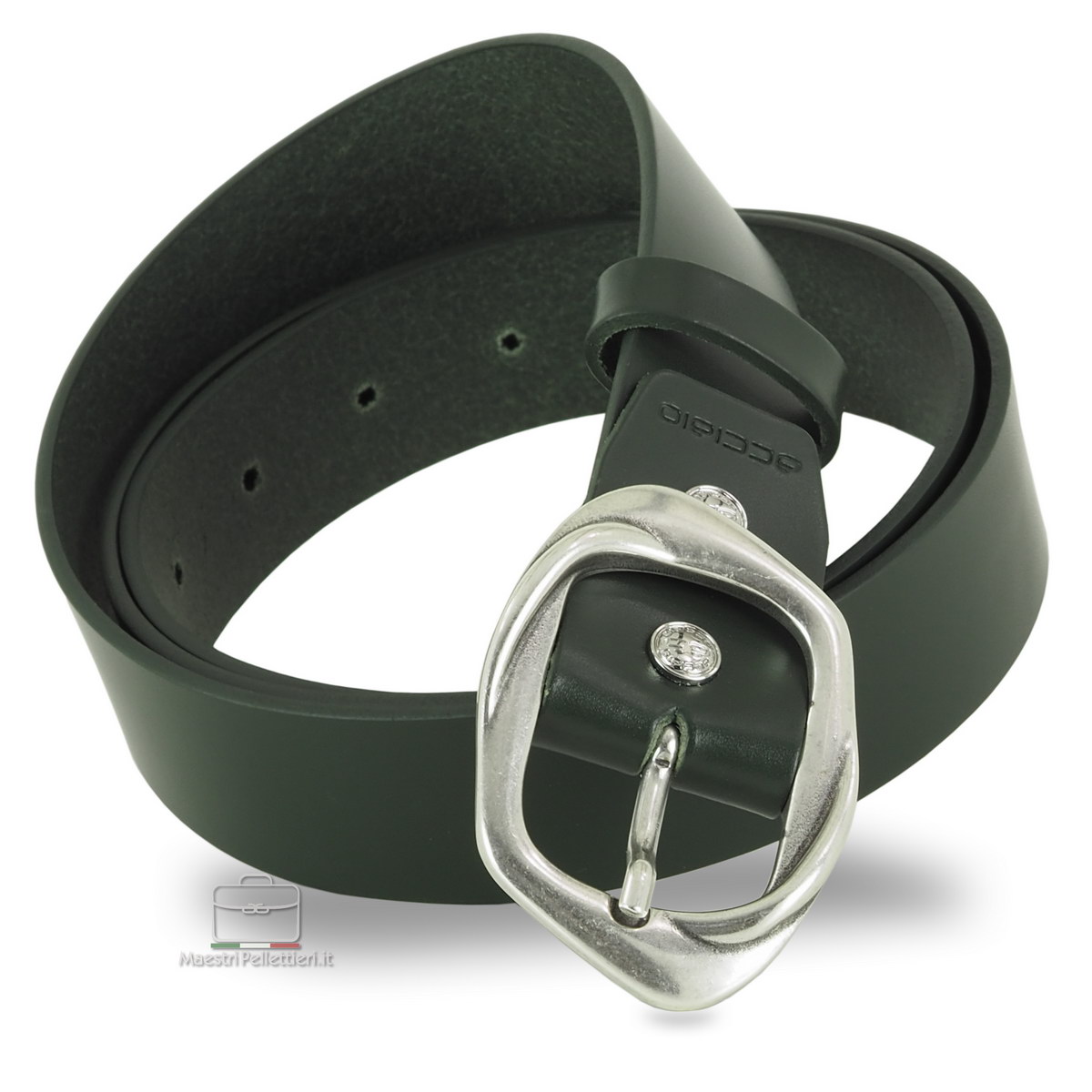woman's brown belt with silver buckle