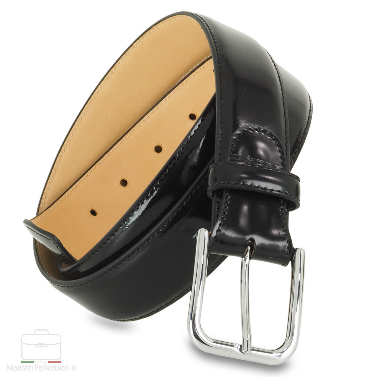 SWAUSWAUK Cintura In Pelle Uomo Nera – Fibbia Scorrevole Regolabile, Taglia Fino A EU 48, In Elegante Scatola Regalo