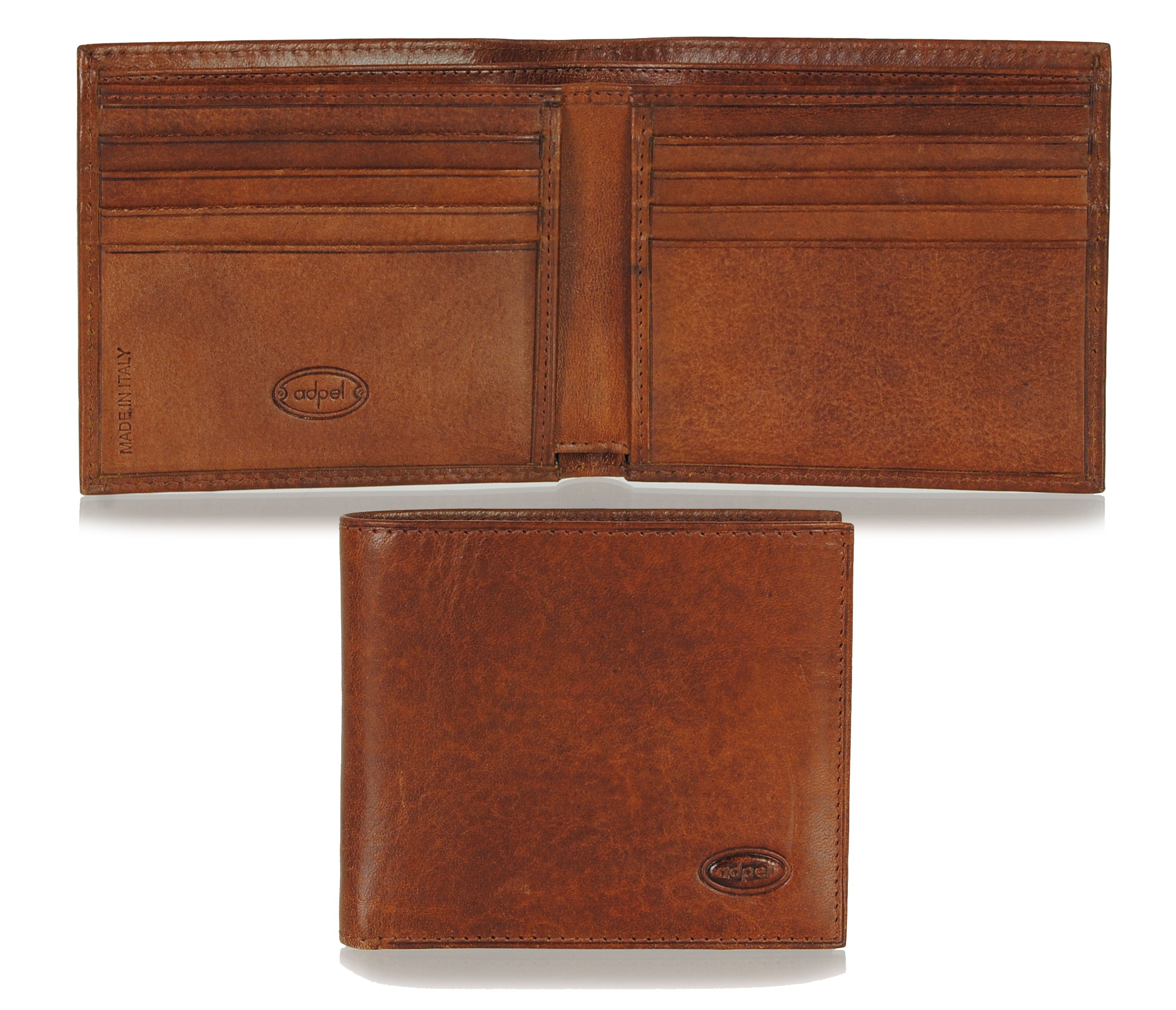 Portafoglio uomo tascabile compatto in pelle Marrone | Outlet